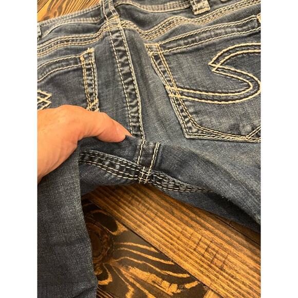 Silver Jeans Aiko Capri Women 33 Thick Stitch Y2K 90s Western Cowgirl Fringe - Picture 12 of 16